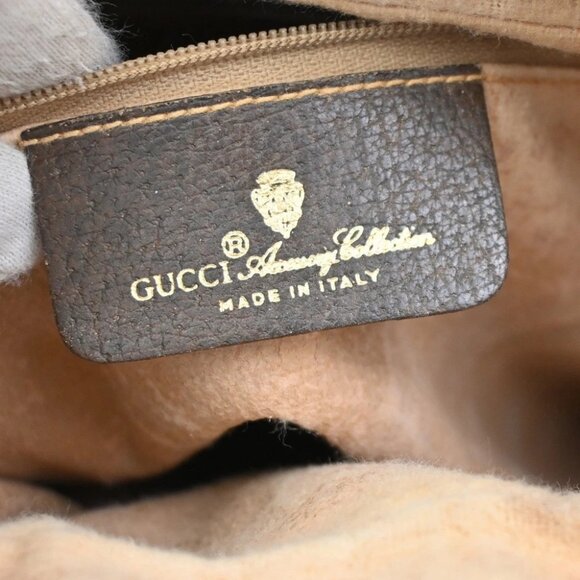 GUCCI GG Pattern Sherry Web Shoulder Bag PVC Leather Beige Brown